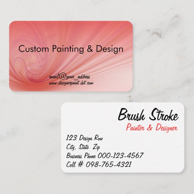 Tarjeta De Visita Razas Salmón Y Rojas (Anverso / Reverso)