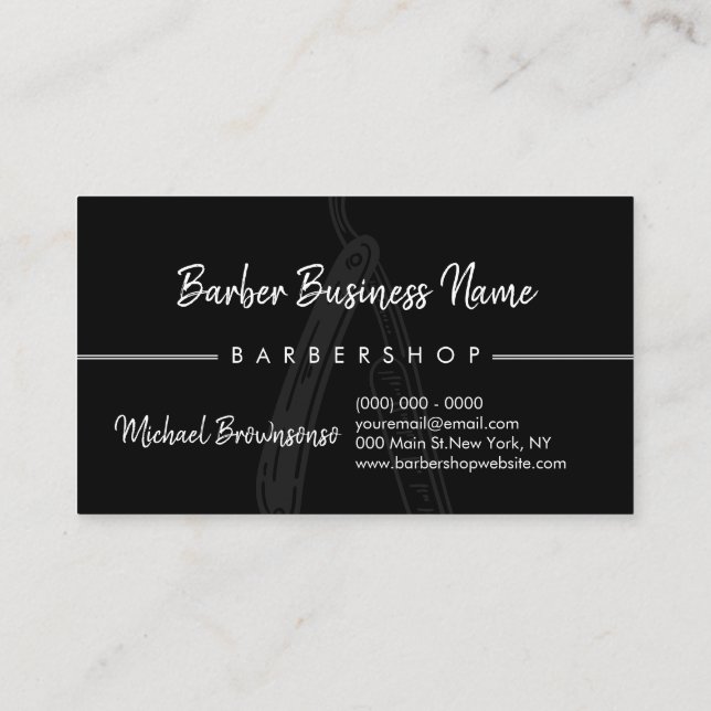 Tarjeta De Visita Razor Barber shop para Men Coiffure Hairdresser (Reverso)