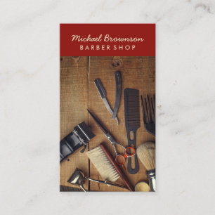Tarjeta De Visita Razor Barber Tools Rustic Hipster Style