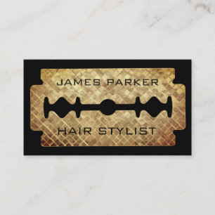 Tarjeta De Visita Razor Blade Gold Faux Barber Hair Stylist Business