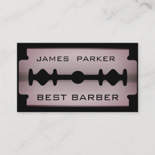 Tarjeta De Visita Razor Blade Rosa Gold Barber Moderno Hair Stylist