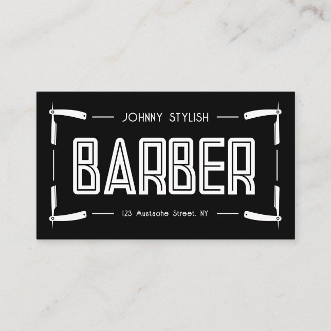 Tarjeta de visita Razor Frame Barber style (Anverso)