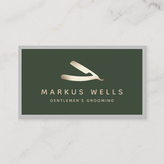 Tarjeta De Visita Razor Straight Gold Barbershop Master Barber (Anverso)