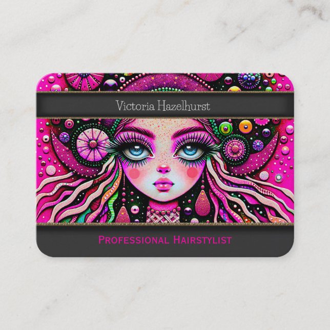 Tarjeta De Visita Razzle Dazzle Fun Professional Hair Stylist (Anverso)