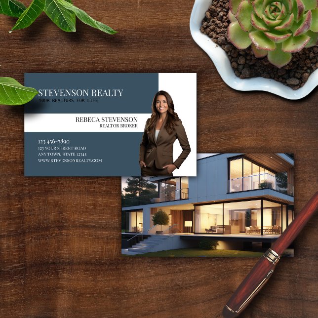 Tarjeta De Visita Real Estate Agent Blue (Subido por el creador)