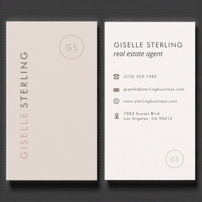 Tarjeta De Visita Real Estate Agent Blush Pink Minimalist Modern (Subido por el creador)