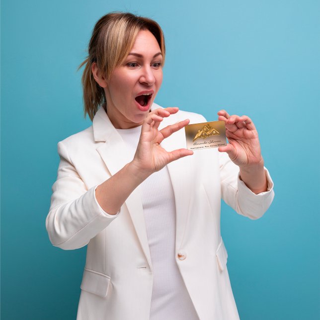 Tarjeta De Visita Real Estate Agent Broker House Purpurina Gold Hous (Real Estate Agent Broker House Glitter Gold House Business Card)