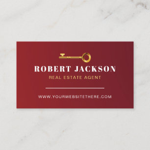 Tarjeta De Visita Real Estate Agent Broker Luxury Golden key