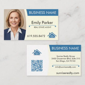 Tarjeta De Visita Real Estate Agent Business Card Código QR moderno