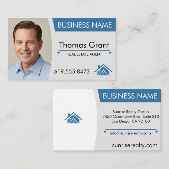 Tarjeta De Visita Real Estate Agent Business Card Hogar Realty Moder (Anverso / Reverso)