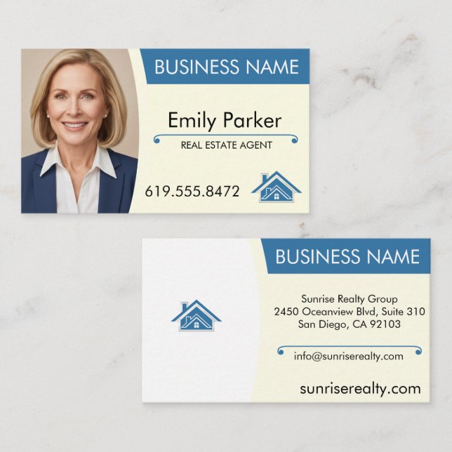 Tarjeta De Visita Real Estate Agent Business Card Hogar Realty Moder (Anverso / Reverso)