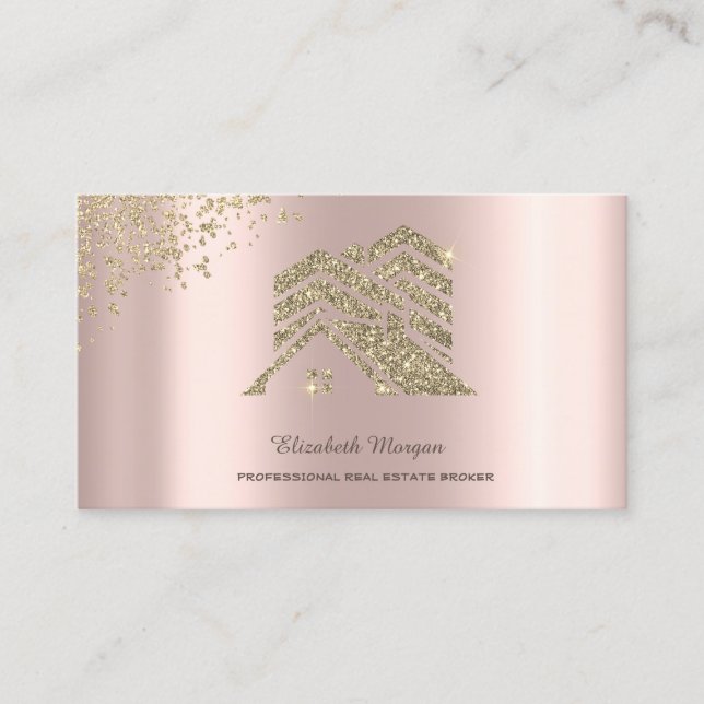 Tarjeta De Visita Real Estate Agent Gold House Building Diamonds (Anverso)