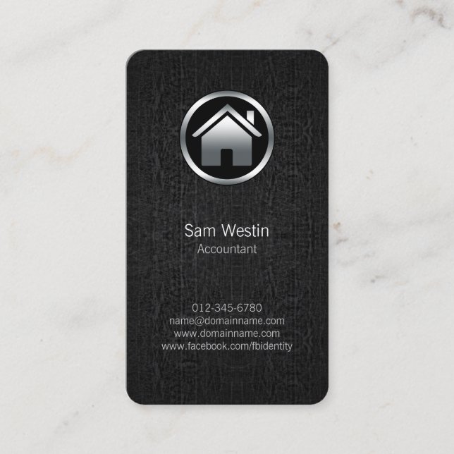 Tarjeta De Visita Real Estate Agent House Black Grunge Business Card (Anverso)
