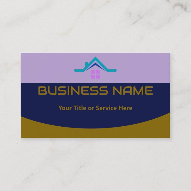 Tarjeta De Visita Real Estate Agent House Roof Logo Modern Navy Blue (Anverso)