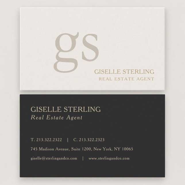 Tarjeta De Visita Real Estate Agent Monogram Professional (Subido por el creador)