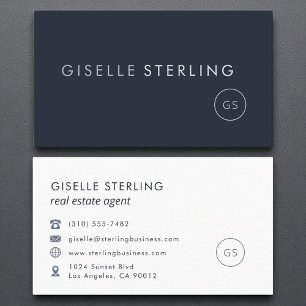 Tarjeta De Visita Real Estate Agent Navy Blue Modern Luxury