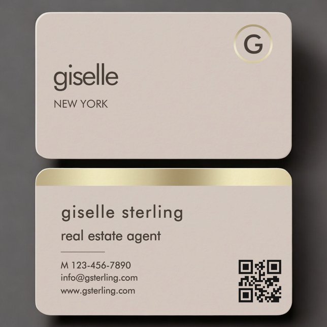Tarjeta De Visita Real Estate Agent Neutral QR Code (Subido por el creador)