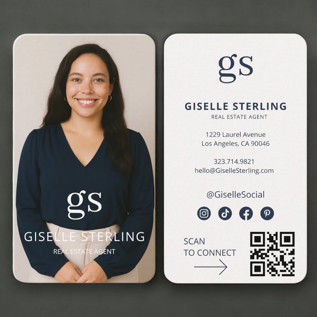 Tarjeta De Visita Real Estate Agent Photo QR Code Professional (Subido por el creador)