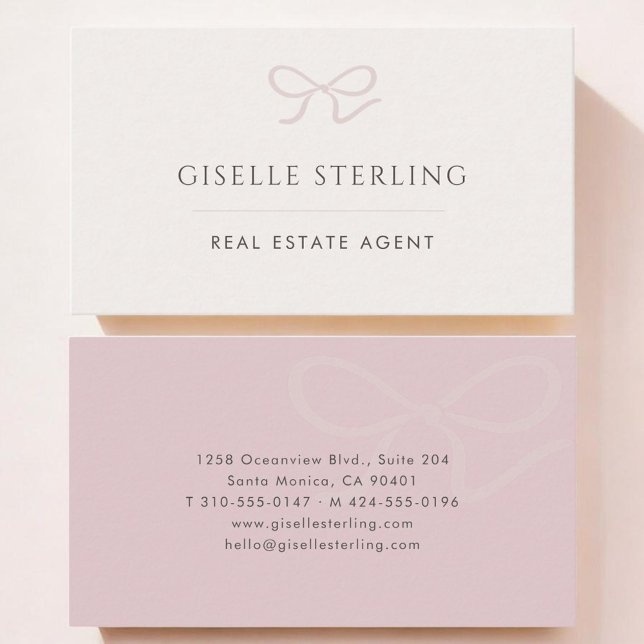 Tarjeta De Visita Real Estate Agent Pink Bow (Subido por el creador)