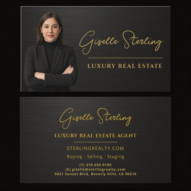 Tarjeta De Visita Real Estate Black Metallic Luxury Professional (Subido por el creador)