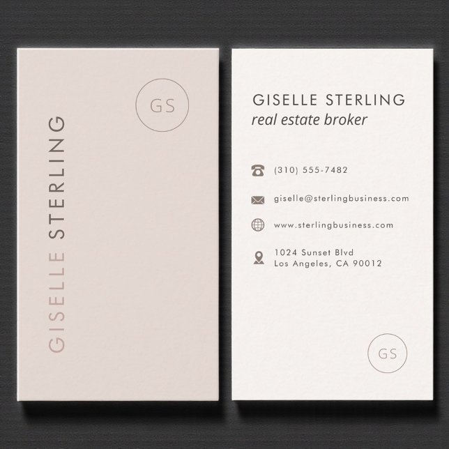 Tarjeta De Visita Real Estate Broker Blush Pink Minimalist Modern (Subido por el creador)