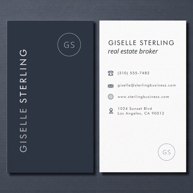 Tarjeta De Visita Real Estate Broker Luxury Navy Blue Elegant Modern (Subido por el creador)