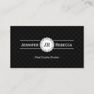 Tarjeta De Visita Real Estate Broker - Monograma moderno negro