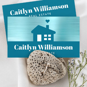 Tarjeta De Visita Real Estate Broker Profesional Bold House Blue