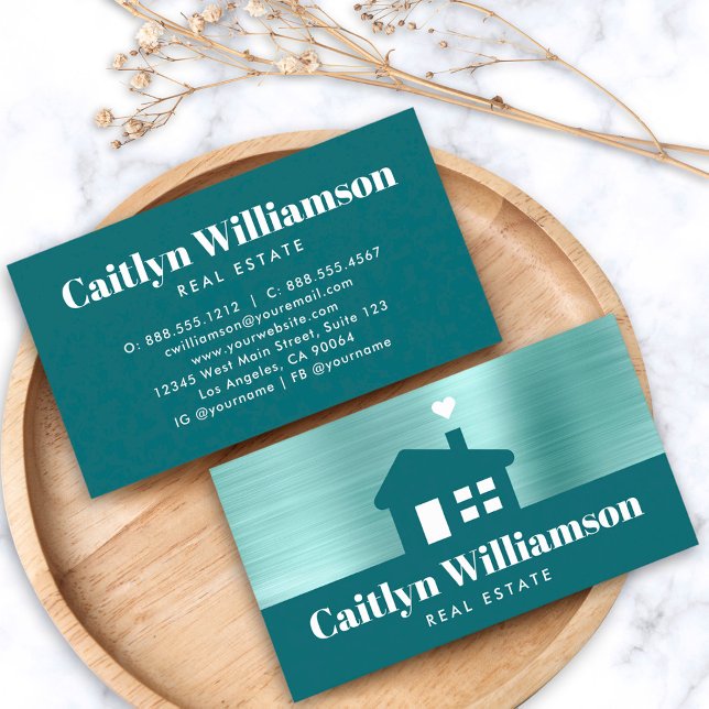 Tarjeta De Visita Real Estate Broker Profesional Casa Moderna Verde  (Subido por el creador)