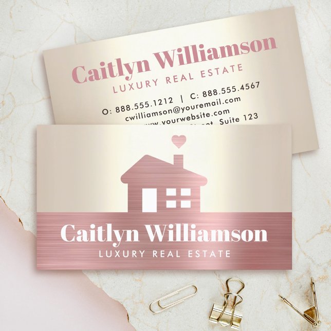Tarjeta De Visita Real Estate Broker Relieve metalizado Rosa Casa Do (Subido por el creador)