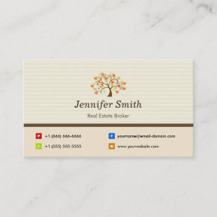 Tarjeta De Visita Real Estate Broker - Símbolo de árbol elegante