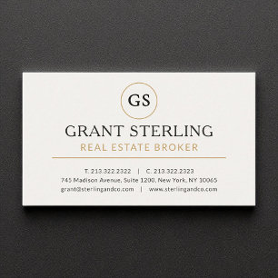 Tarjeta De Visita Real Estate Broker White Gold Luxury
