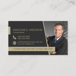 Tarjeta De Visita Real Estate Business Card Black Gold 19023