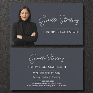 Tarjeta De Visita Real Estate Charcoal Gray Script Luxury