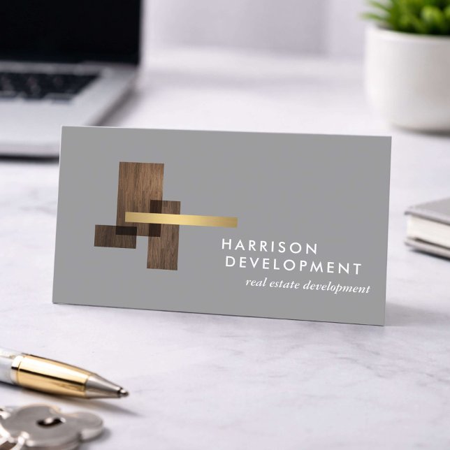 Tarjeta De Visita Real Estate Developer Luxury Logo Gray (Subido por el creador)
