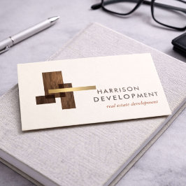Tarjeta De Visita Real Estate Developer Luxury Logo Ivory