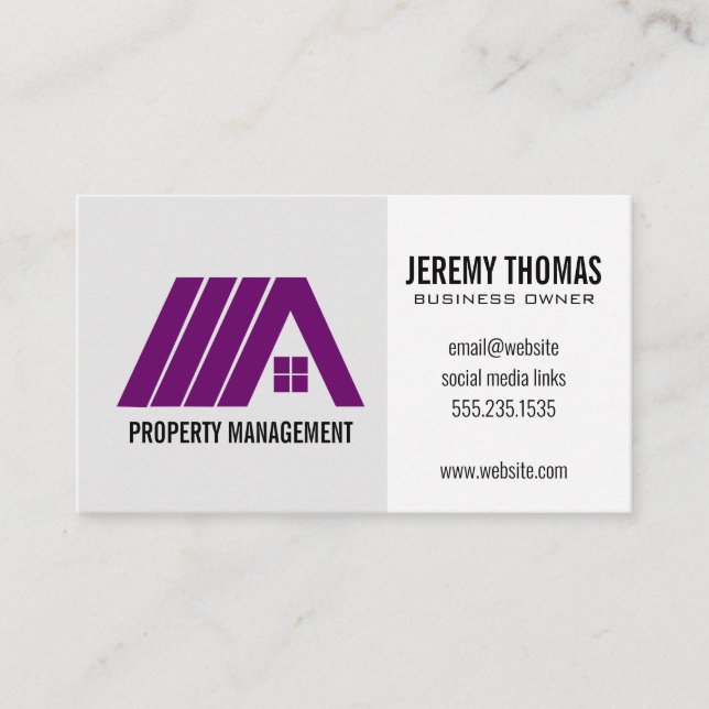 Tarjeta De Visita Real Estate Logo Purple (Anverso)