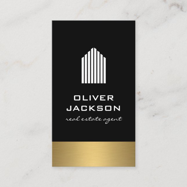 Tarjeta De Visita Real Estate Lux Gold Trim (Anverso)