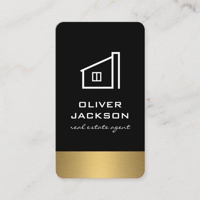 Tarjeta De Visita Real Estate Lux Gold Trim (Anverso)