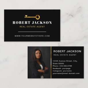 Tarjeta De Visita Real Estate Modern Golden Key Realtor