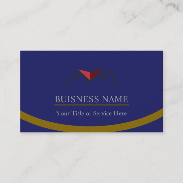 Tarjeta De Visita Real Estate Personalized Navy Blue  (Anverso)