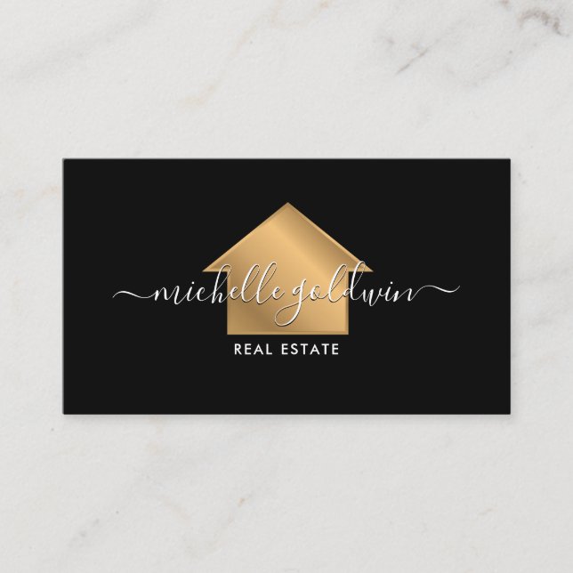 Tarjeta De Visita Real Estate Profesional Moderno Script House (Anverso)
