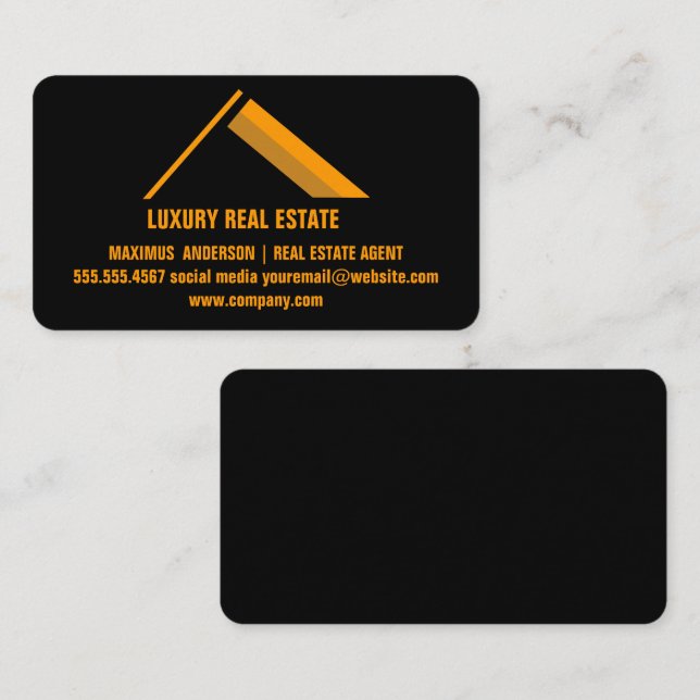 Tarjeta De Visita Real Estate Property Black Business Card (Anverso / Reverso)