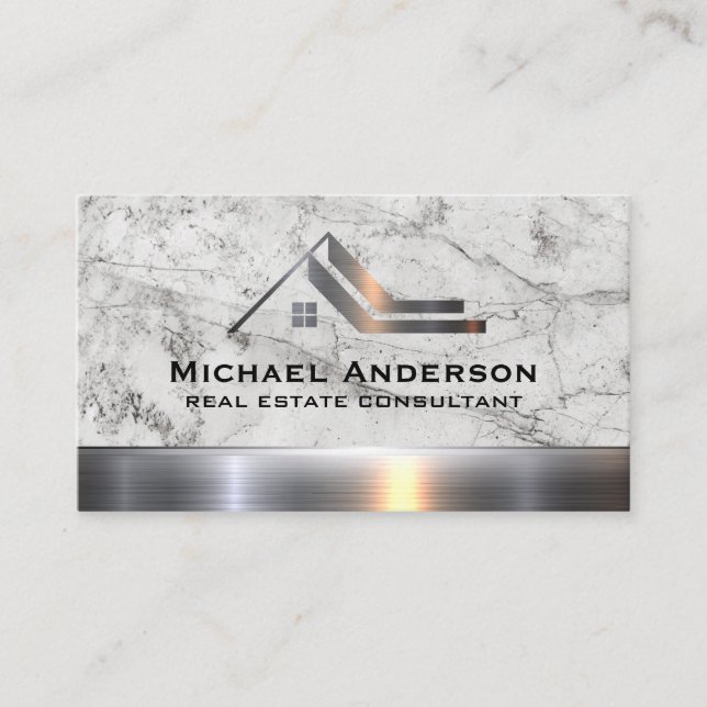 Tarjeta De Visita Real Estate Property Marble Trim Business Card (Anverso)