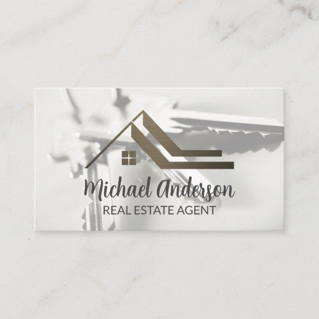 Tarjeta De Visita Real Estate Roof Logo | House Keys (Anverso)