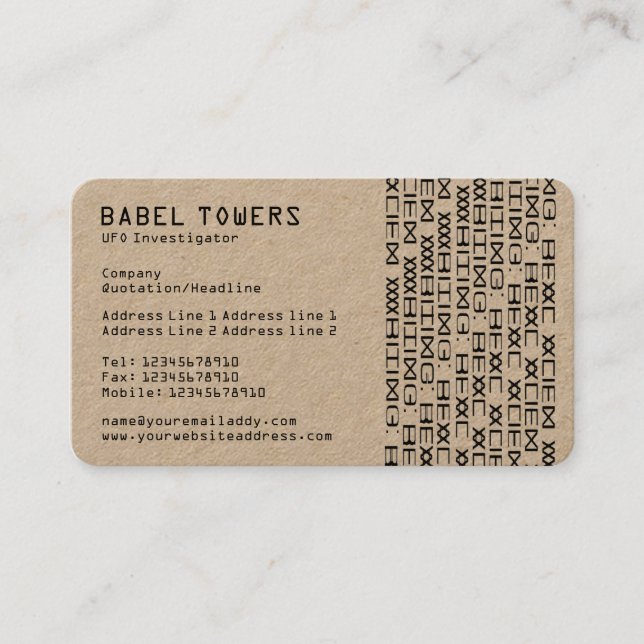 Tarjeta De Visita Real Extranjero Writing (Kraft) (Anverso)