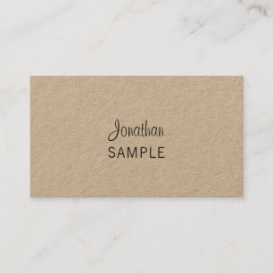 Tarjeta De Visita Real Kraft Paper Elegant Script Moderno Único Fino