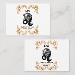 Tarjeta De Visita Realeza Leo Zodiaco   Acepta el Rugido del Element