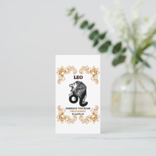 Tarjeta De Visita Realeza Leo Zodiaco   Acepta el Rugido Elemento Fu