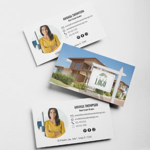 Tarjeta De Visita Realtor Añadir la foto del Personalizado del logot